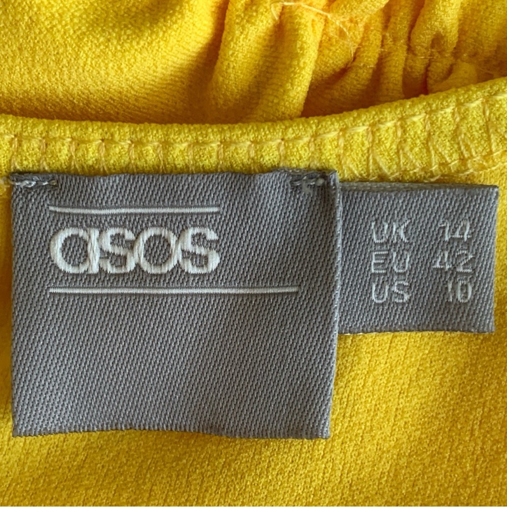 ASOS YELLOW RUFFLE SLEEVELESS DRESS. WOMEN’S SIZE 10 - Picture 6 of 8